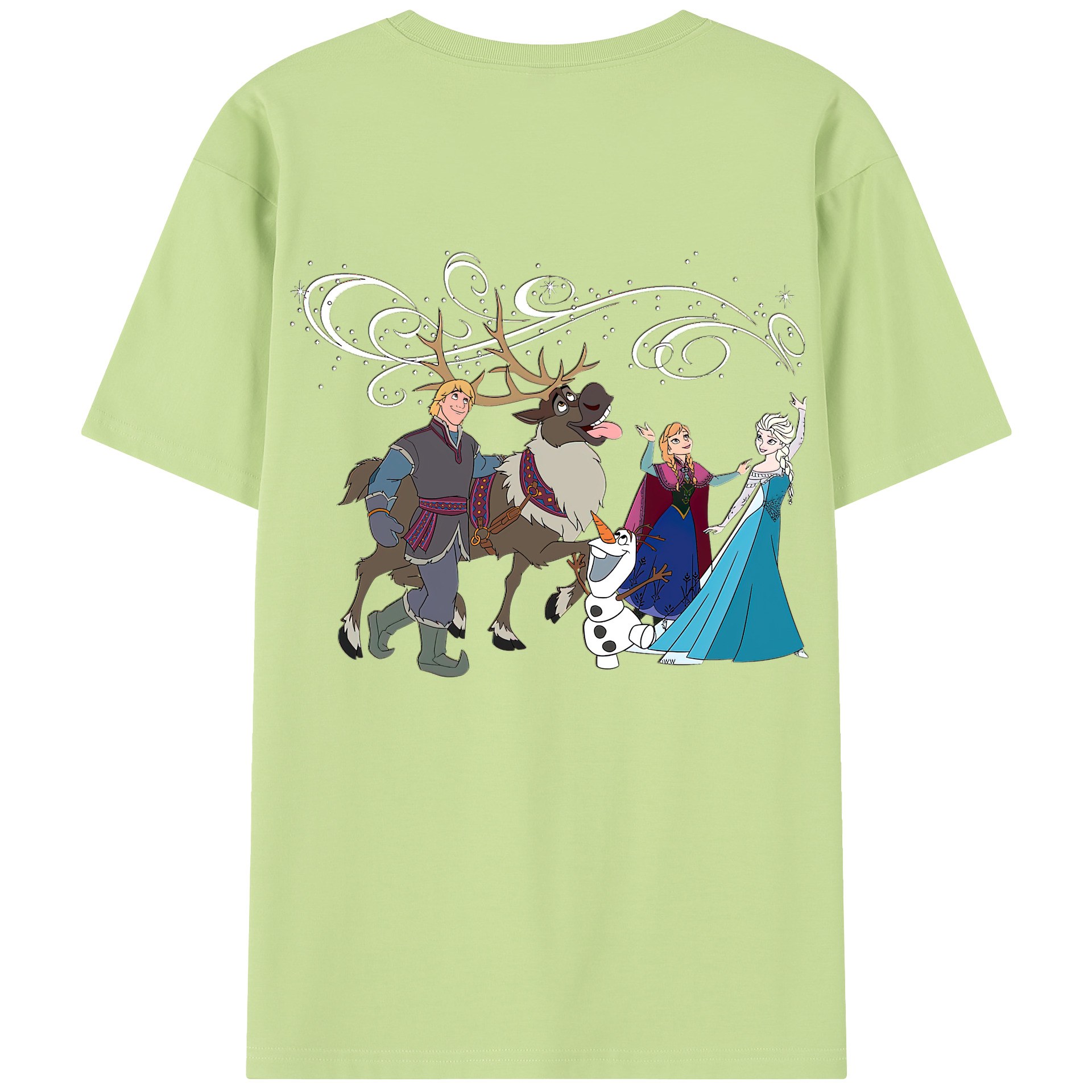 （画像用） アナと雪の女王 アンナ エルサ Frozen Anna Elsa 綿100％半袖Tシャツ（背面プリント）